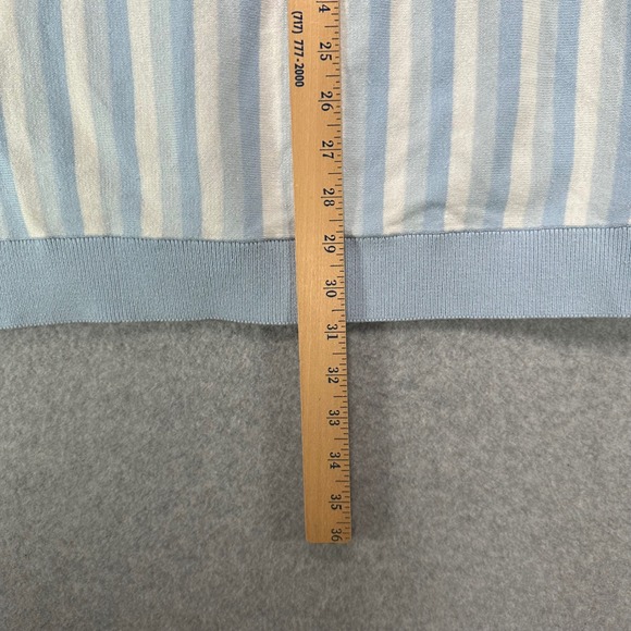 Express Mens Short Sleeve Striped Knit Sweater Polo Light Blue White XL NEW - Picture 5 of 8